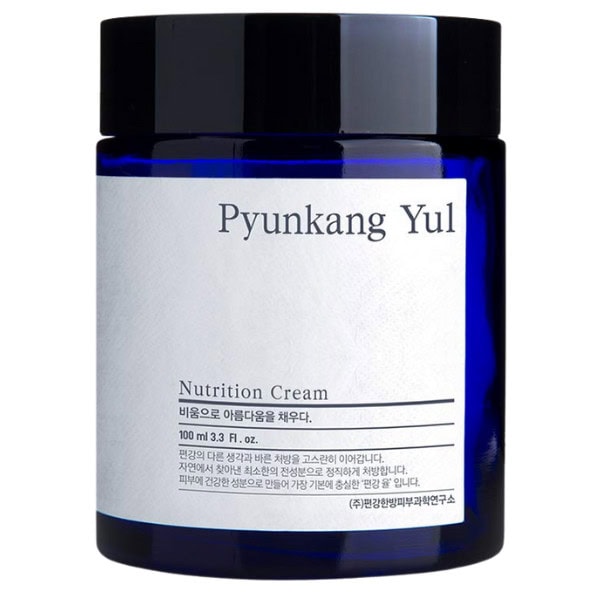 Pyunkang Yul Nutrition Cream en envase azul oscuro, crema facial hidratante.